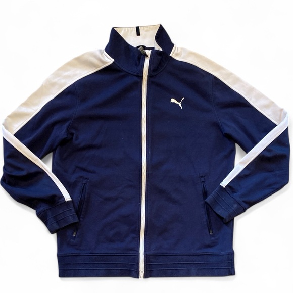 Puma Blue and White Zip-Up Jacket with Iconic Puma Logo - Picture 1 of 1